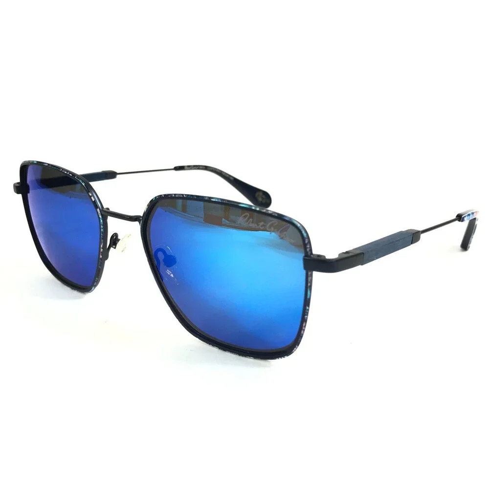 Robert Graham Sunglasses LLOYD NAV Navy Square Frames with Mirrored Blue Lenses